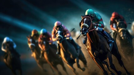 Equestrian Sport of Horse Racing with Jockeys generated by AI
