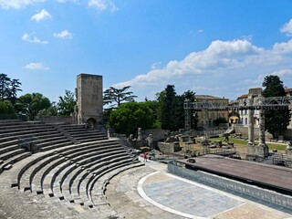 Arles, May 2023 : Visit the beautiful city of Arles en Provence - Historical city with its arena...