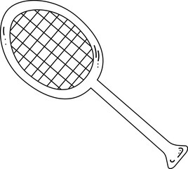 Illustration of a bambiton racket in line. Element for print, postcard and poster, vector illustration