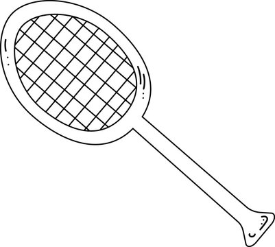 Illustration of a bambiton racket in line. Element for print, postcard and poster, vector illustration