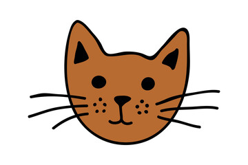 Hand drawn cat muzzle clipart. Cute pet face doodle