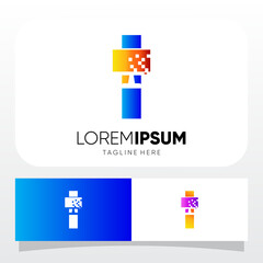 Letter I Computer Monitor Display Logo Design Vector Icon Graphic Emblem Illustration