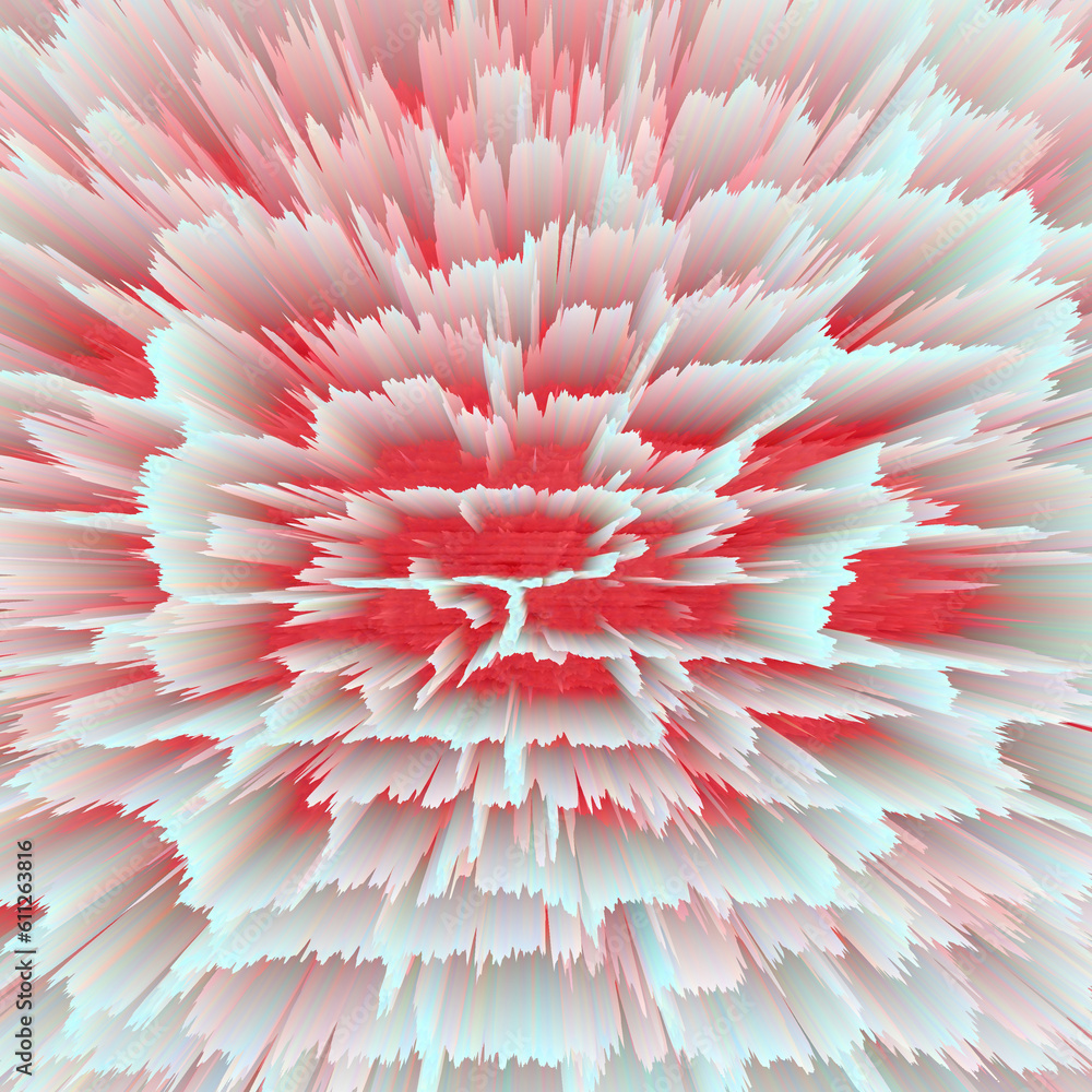 Aufkleber exploding white grid structure on a red and scarlet background