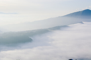 clouds in the bromo mountains indonesia