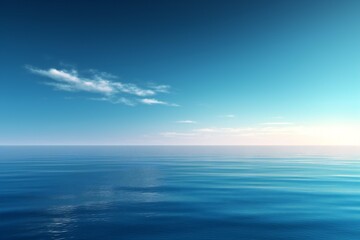 Naklejka na ściany i meble Smooth soft calm summer ocean marine blue background Generative AI