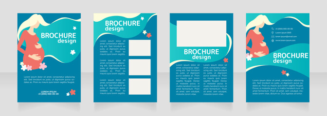 Postpartum depression blank brochure design. Template set with copy space for text. Premade corporate reports collection. Editable 4 paper pages. Rounded Mplus 1c Bold, Nunito Light fonts used