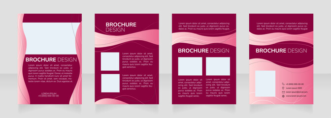 Breast cancer awareness blank brochure design. Template set with copy space for text. Premade corporate reports collection. Editable 4 paper pages. Nunito Bold, ExtraLight, Light fonts used