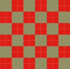 Tartan plaid black brown and red line fabric texture green background seamless pattern ,Scottish cage