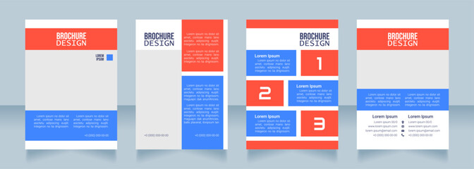 Educational program blank brochure design. Template set with copy space for text. Premade corporate reports collection. Editable 4 paper pages. Bebas Neue, Lucida Console, Roboto Light fonts used