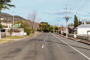 The quite street in Kempton, Tasmania, Australia