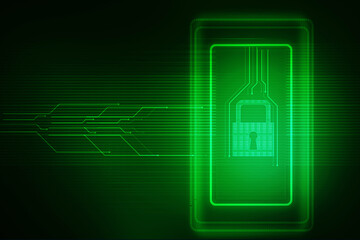 2d illustration Safety concept: Closed Padlock on digital background