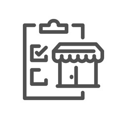 Shop management related icon outline and linear symbol.