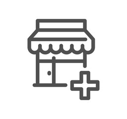 Shop management related icon outline and linear symbol.