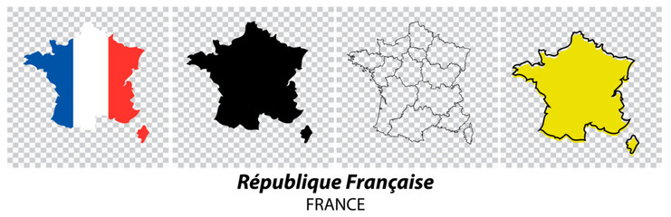 Map of France. Isolated vector illustration.Transparent Background