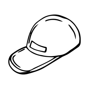 A cap with a visor. Isolated on a white background. Hand drawn sketches,  in the style of an art doodle.