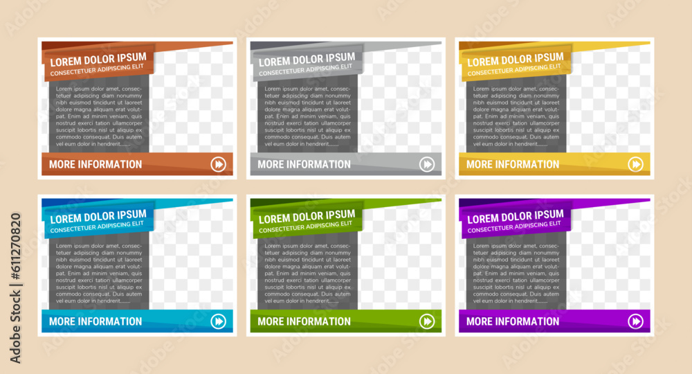 Poster more information coloumn element banner for website or landing page. six color can be selected. hori