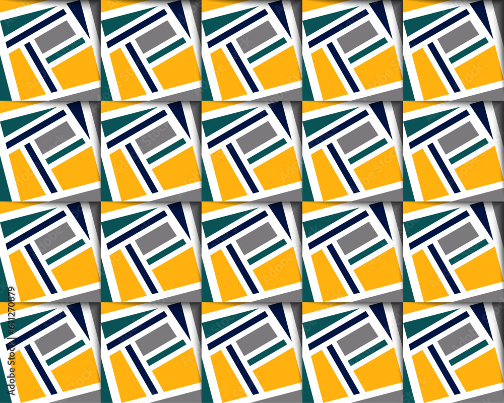 Poster mid century geometric abstract pattern with simple shapes and beautiful color palette. simple geomet