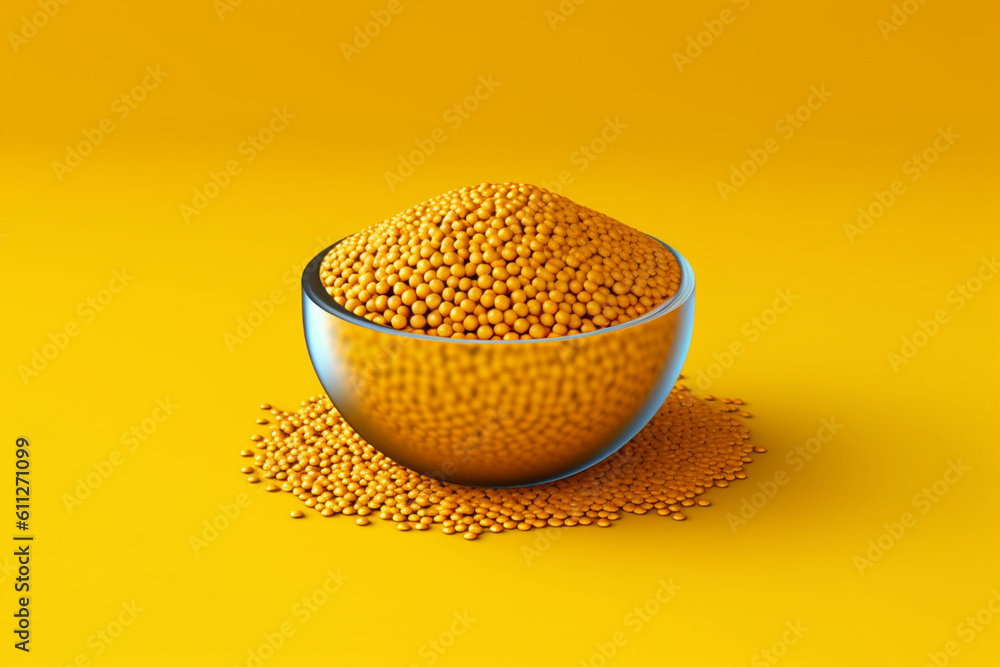 Aufkleber an image showcasing mustard seeds, with their small round shape and distinct yellowish color. genera