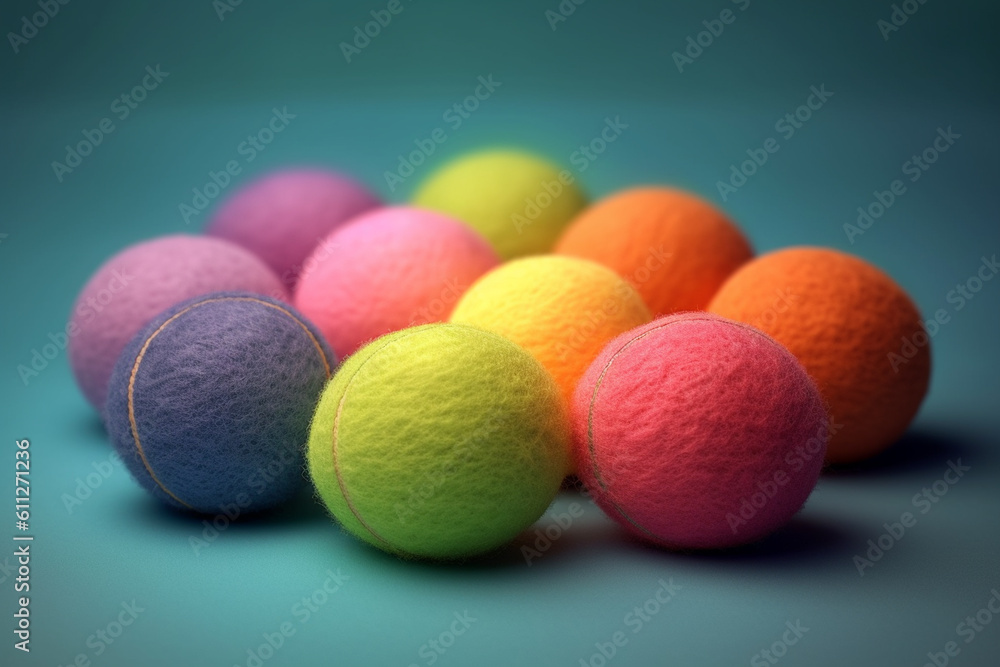 Aufkleber An image featuring a set of tennis balls, highlighting their vibrant colors and fuzzy texture.  Generative AI technology.
