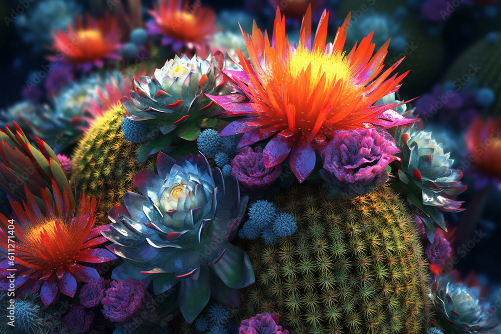 Poster an image showcasing cacti containing mescaline, such as echinopsis lageniformis, known for their col