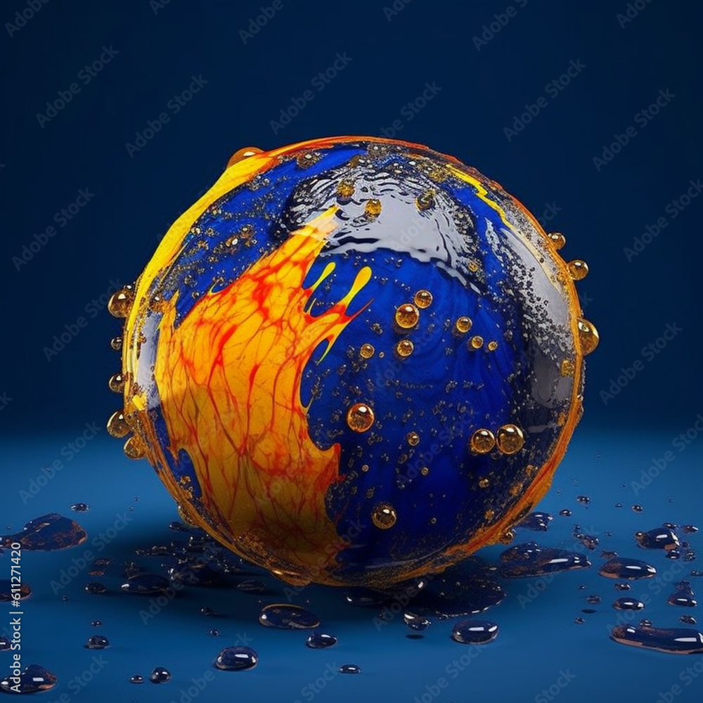 Leinwandbilder an abstract surreal photograph of a lapis lazuli splashed in bright paint. generative ai technology.
