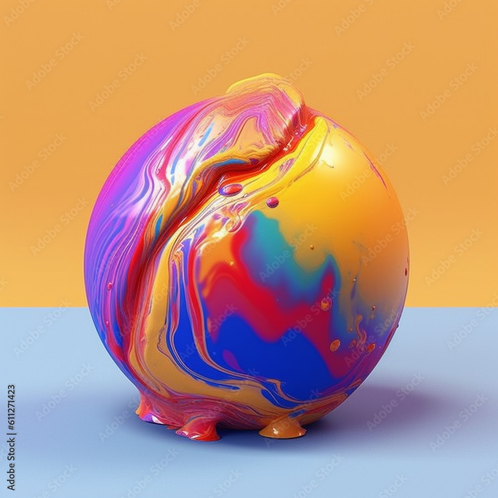 Poster An abstract surreal photograph of a Opal splashed in bright paint.  Generative AI technology.