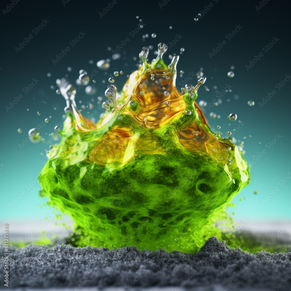 Leinwandbilder an abstract surreal photograph of a peridot splashed in bright paint. generative ai technology.