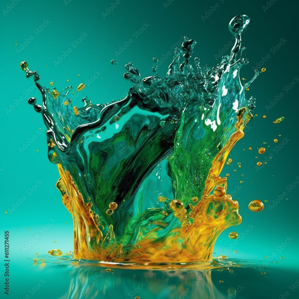 Aufkleber an abstract surreal photograph of a emerald splashed in bright paint. generative ai technology.