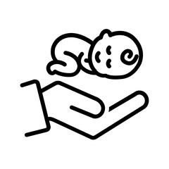 Black line icon for Baby care
