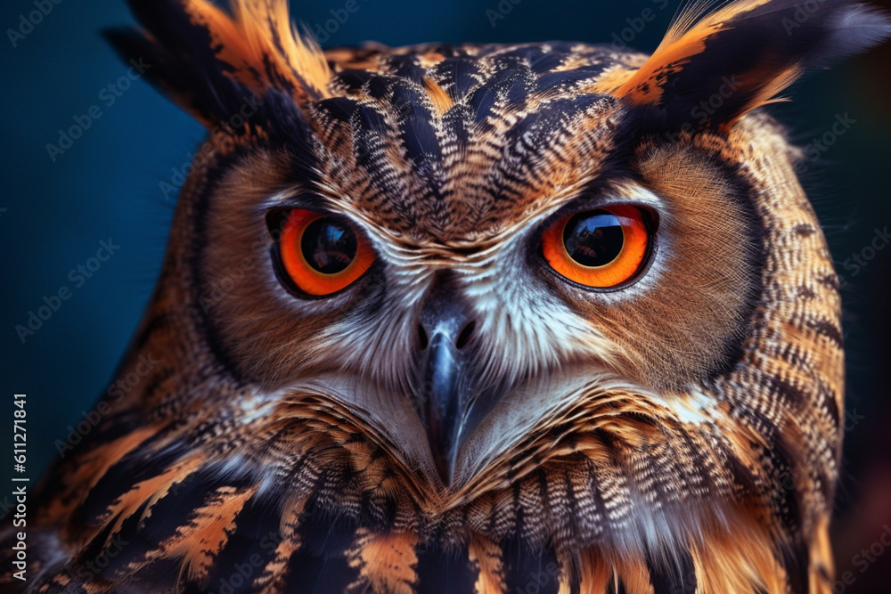 Aufkleber a mesmerizing photograph of an owl, showcasing its wise and enigmatic expression. generative ai tech