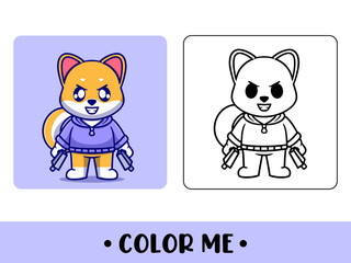 Vector coloring book or page for kids. cute dog black and white illustration