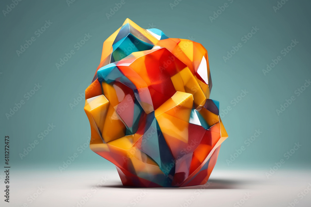 Aufkleber an avant-garde geometric sculpture crafted from unconventional materials, such as recycled plastics 