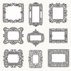 Vintage frames silhouette vectors