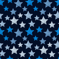 A set of vector seamless pattern with doodle stars. Hand drawn vector doodles.