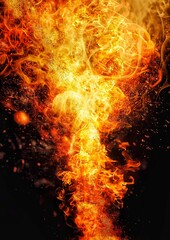 Fire flame background exploding in energy concept