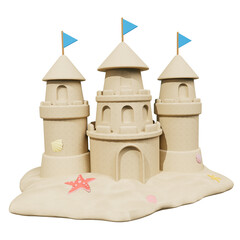 3d summer tropical beach sand castle