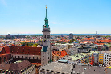 Fototapeta na wymiar Saint Peter Church in Munich . Downtown city panorama in Munich Germany 