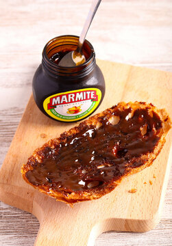 Slice of toast bread with marmite