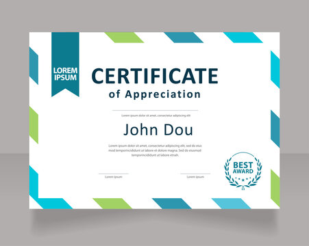 Ecology green certificate design template. Program participant. Vector diploma with customized copyspace and borders. Printable document for awards and recognition. Calibri, Myriad Pro fonts used