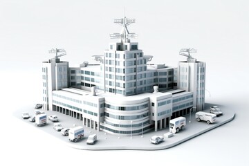 Hospital building icon on white background Generative AI