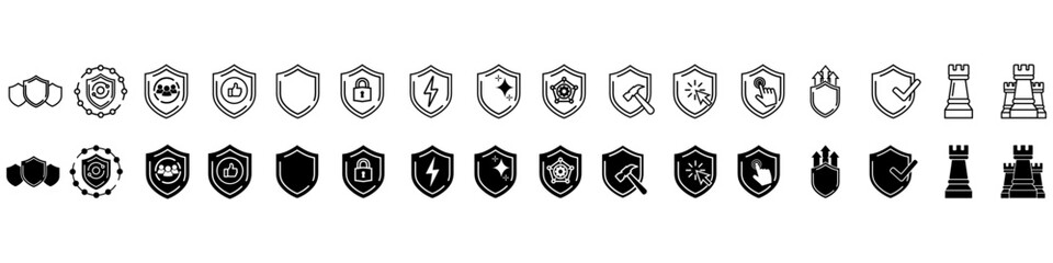 Defense icon vector set. Computer Security illustration sign collection. Shield symbol.