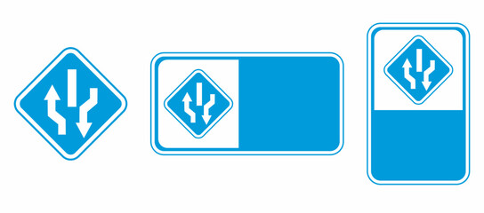 vector two way dividing traffic sign