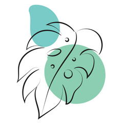 Modern abstract vector illustration with organic various shapes and foliage line art for print or use as wall art, card, flyer or T Shirt