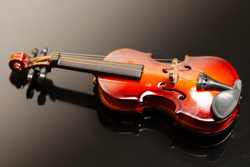 Classic violin on black background.