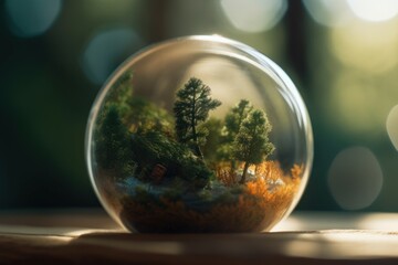 Forest inside bubble. Generate Ai