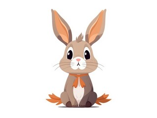 Fototapeta na wymiar Rabbit in Cartoon Style on white background - generative AI