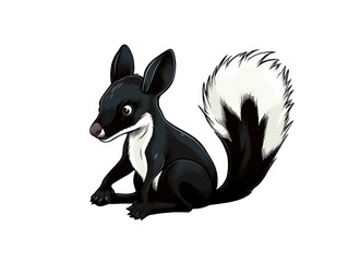 Skunk in Cartoon Style on white background - generative AI
