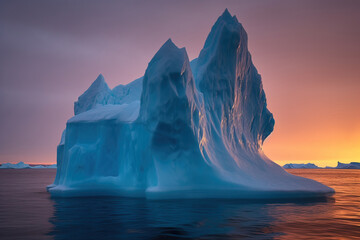 Fototapeta na wymiar Massive iceberg floating in a frozen sea in the arctic and Antarctic sea Generative AI