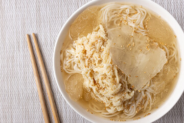 Korean Cold Noodles with Chicken Chicken Naengmyeon