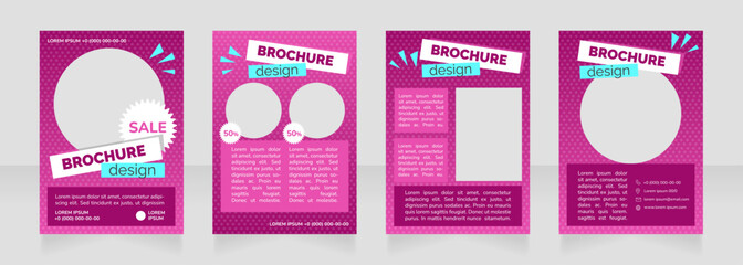 Special offers announcement blank brochure design. Template set with copy space for text. Premade corporate reports collection. Editable 4 paper pages. Raleway Black, Nunito Regular fonts used